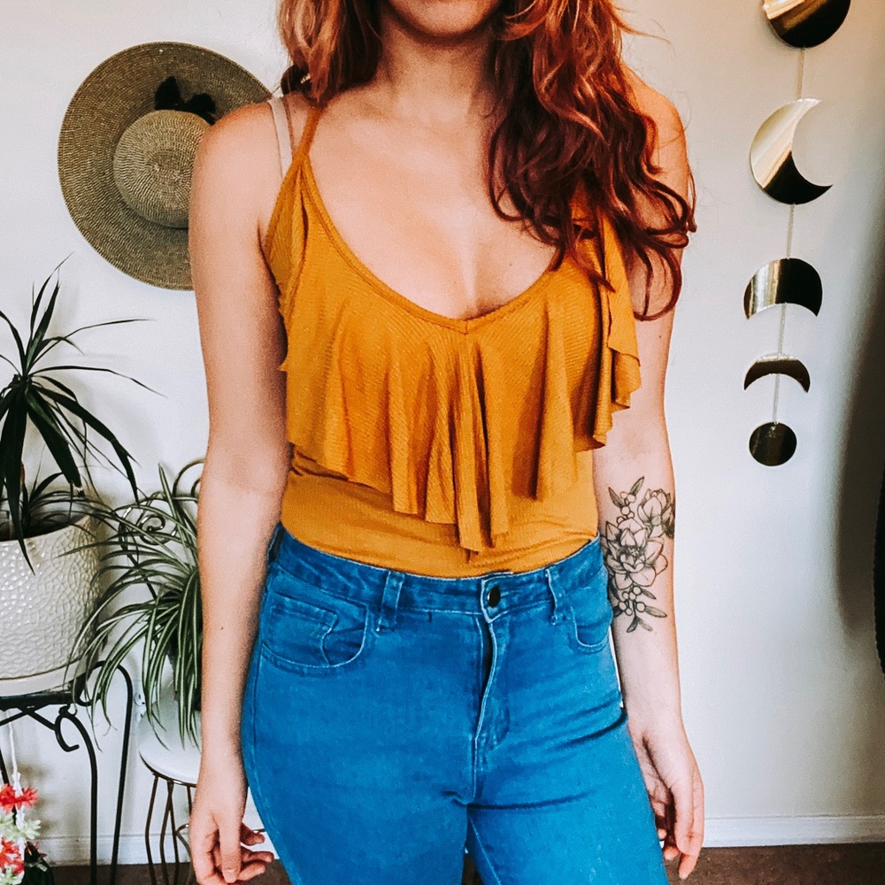 Boho Babe Tank Top - Mustard Yellow